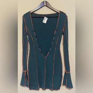 Ribbed Green Dress
